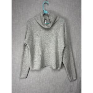 Free People 100% Cashmere Mock Neck Cropped Gray Sweater Relaxed Fit M